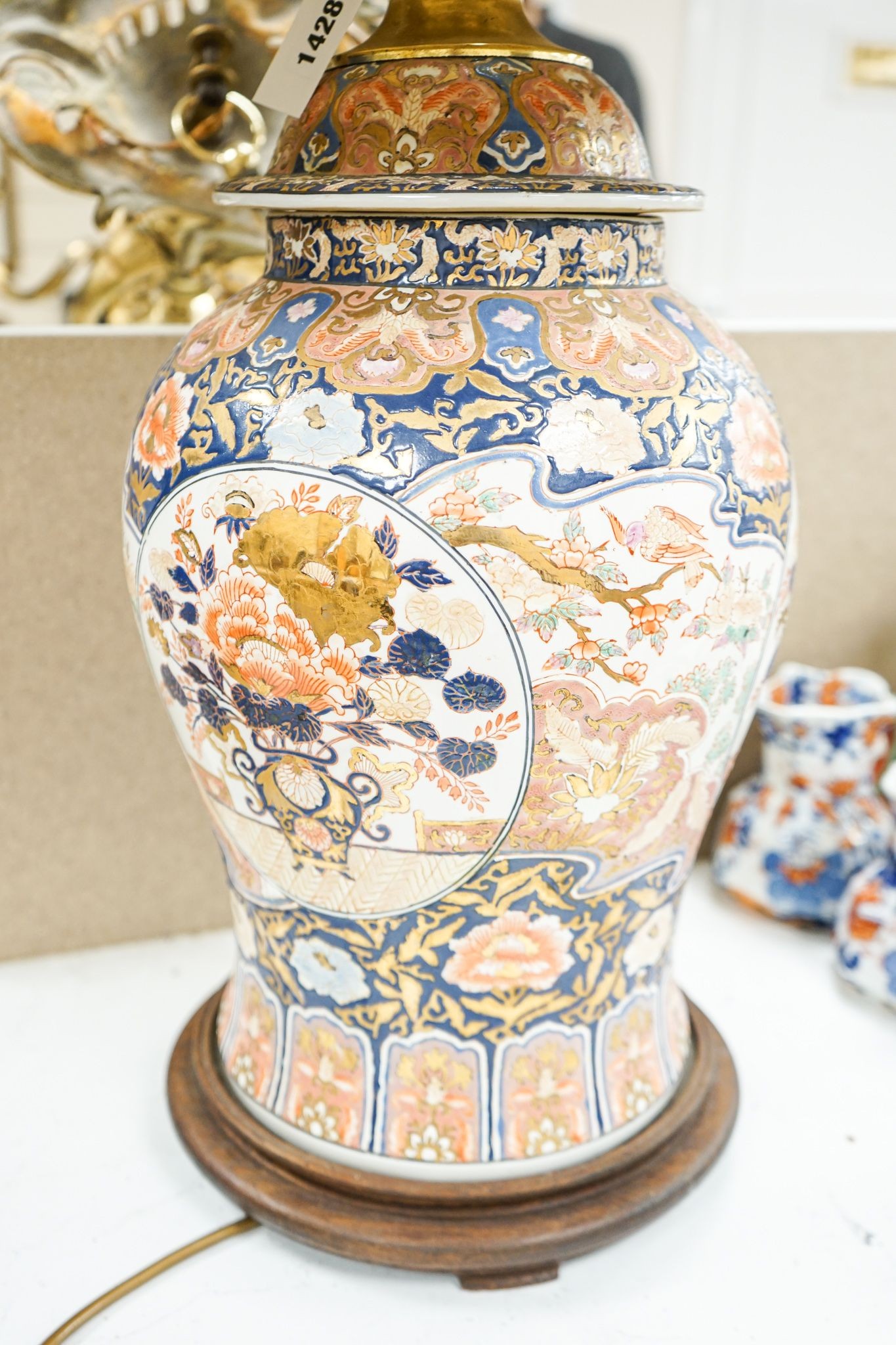 A Chinese Imari style vase converted to a lamp